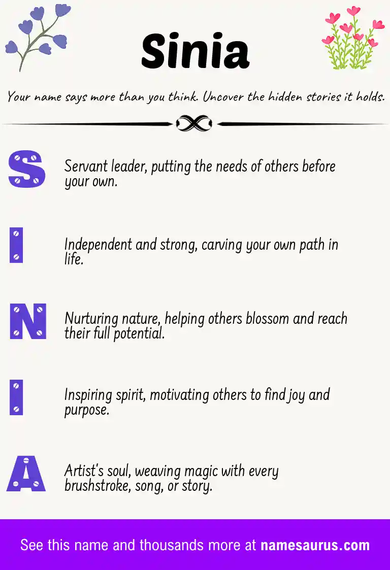 Acrostic poem about Sinia.