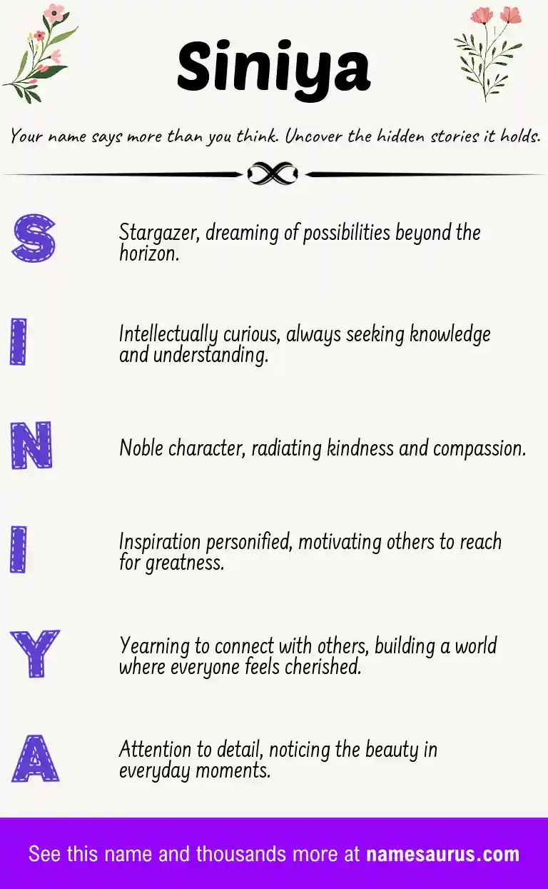 Acrostic poem about Siniya.
