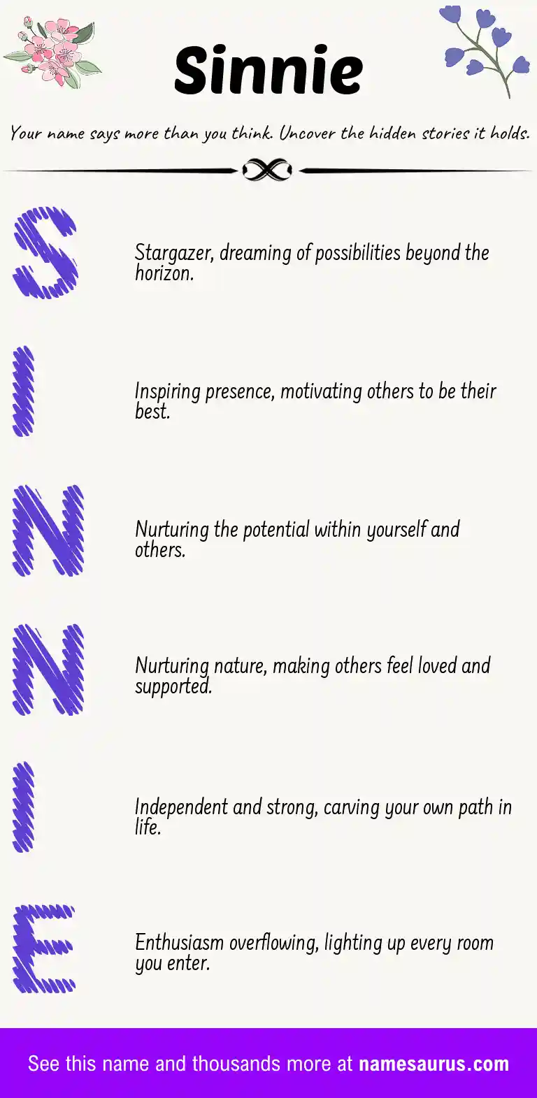 Acrostic poem about Sinnie.