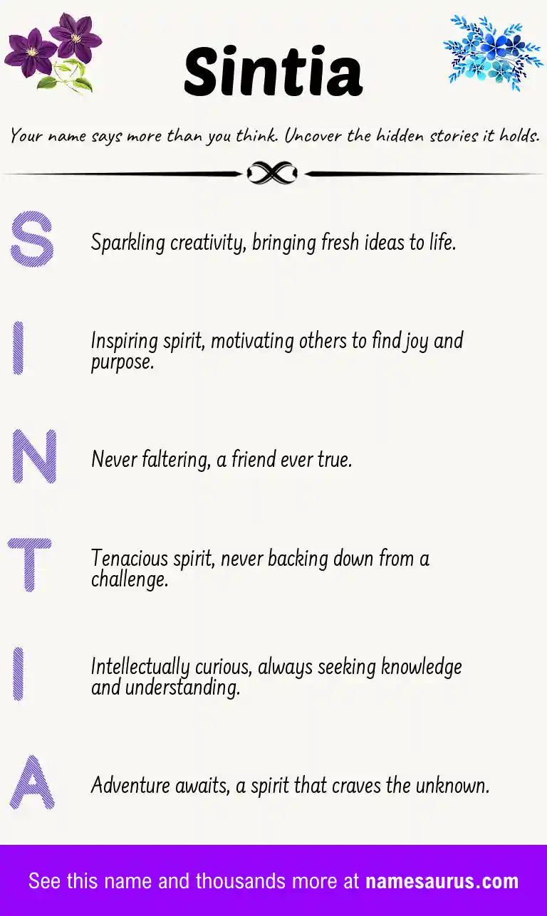 Acrostic poem about Sintia.