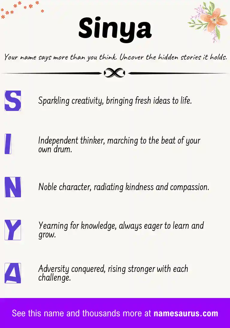 Acrostic poem about Sinya.