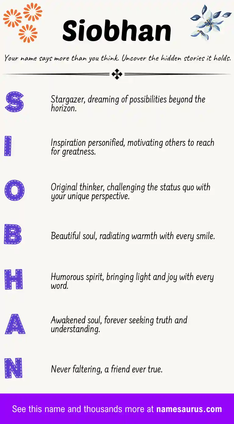 Acrostic poem about Siobhan.