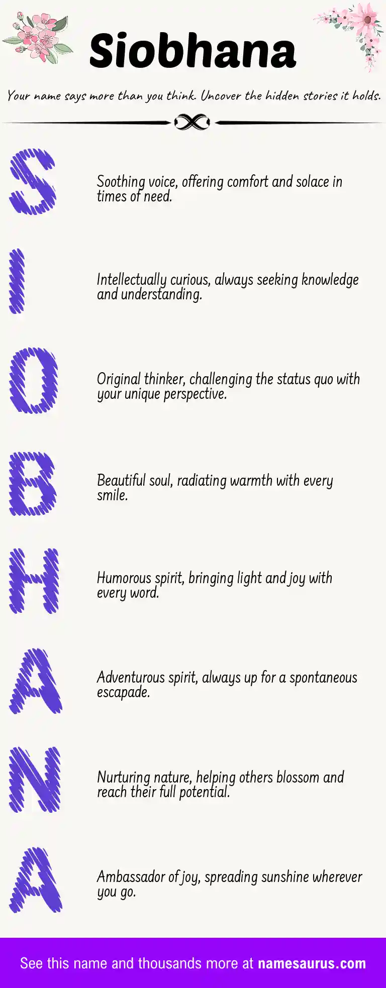 Acrostic poem about Siobhana.