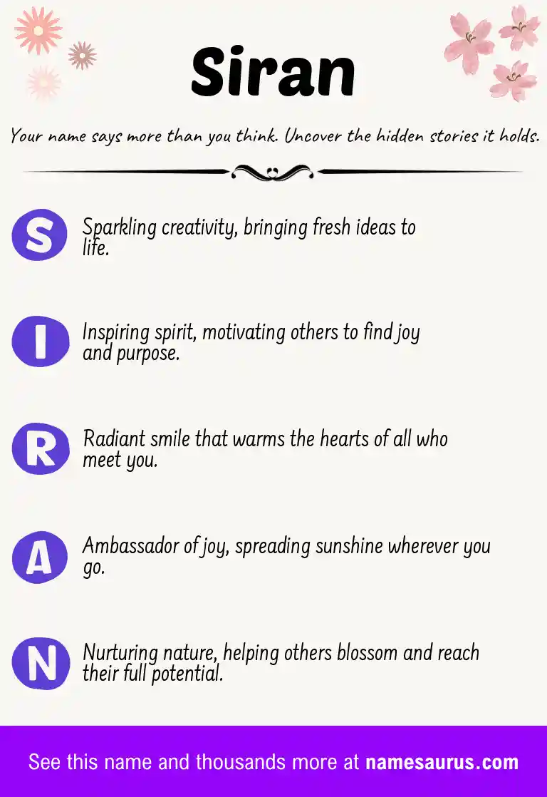 Acrostic poem about Siran.