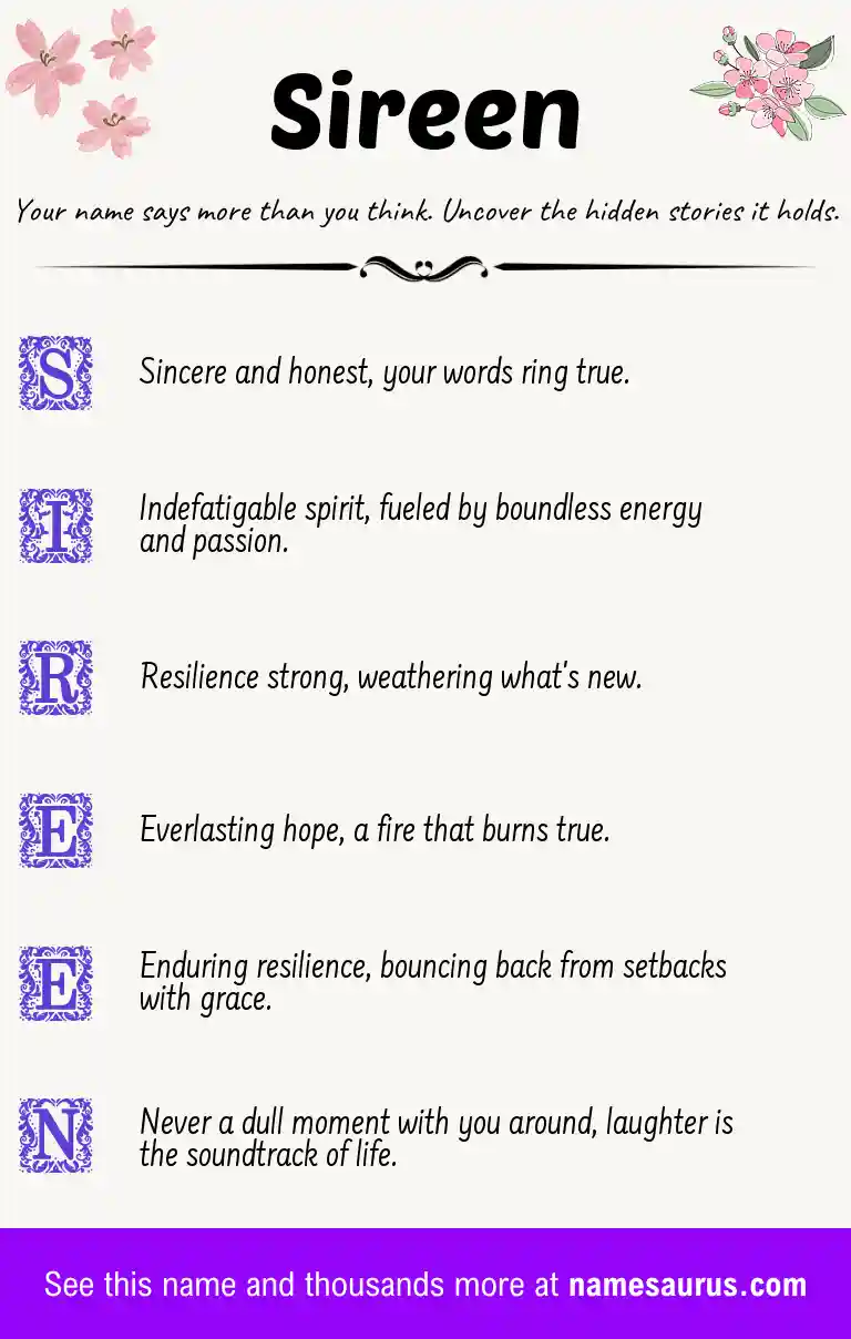 Acrostic poem about Sireen.