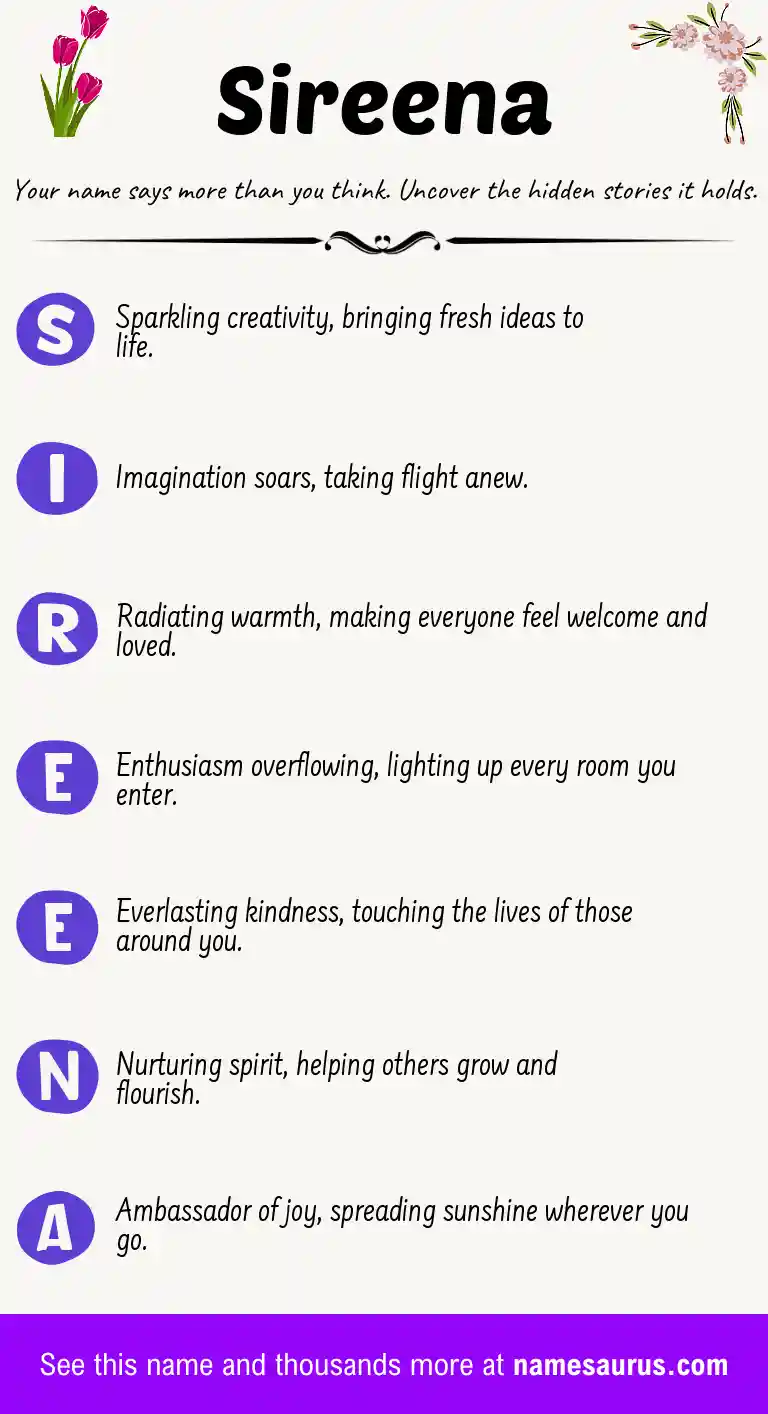 Acrostic poem about Sireena.