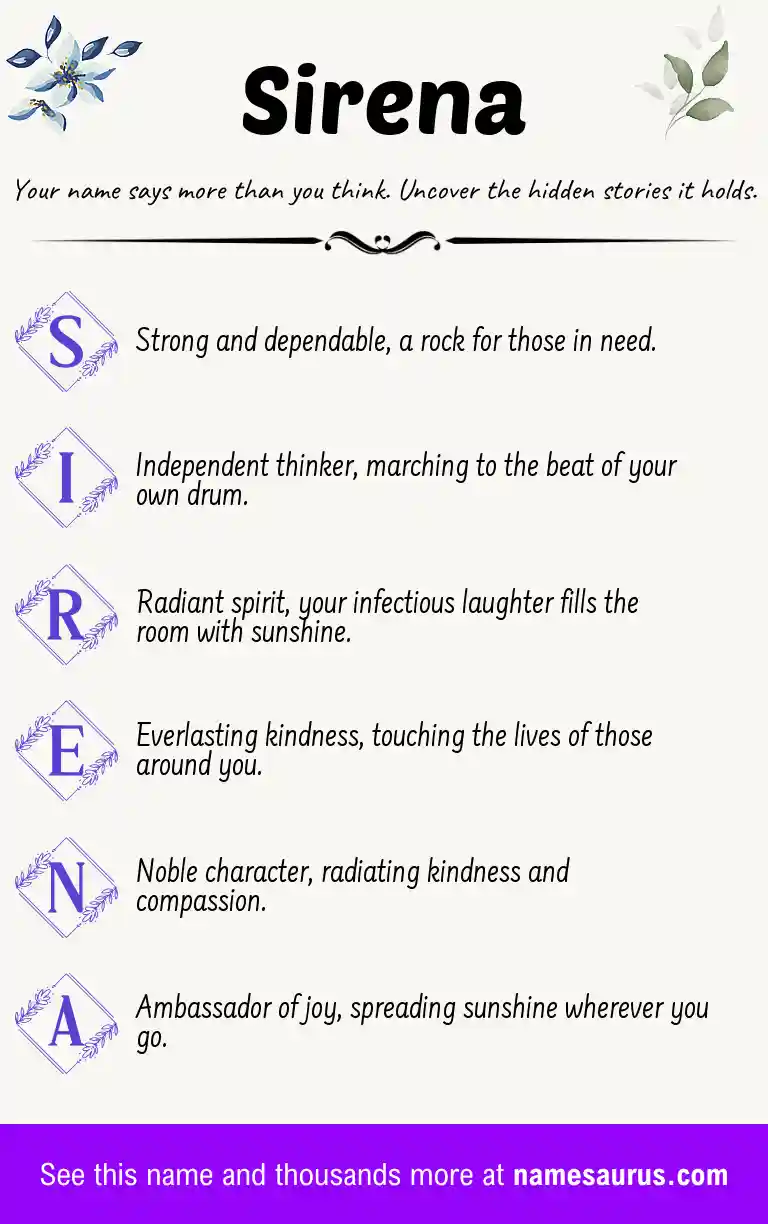 Acrostic poem about Sirena.