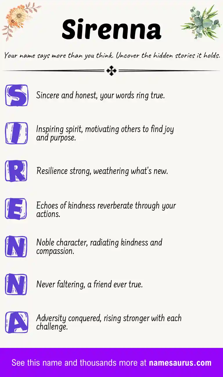 Acrostic poem about Sirenna.