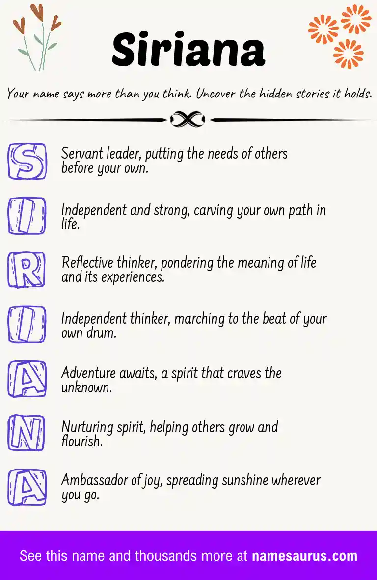 Acrostic poem about Siriana.