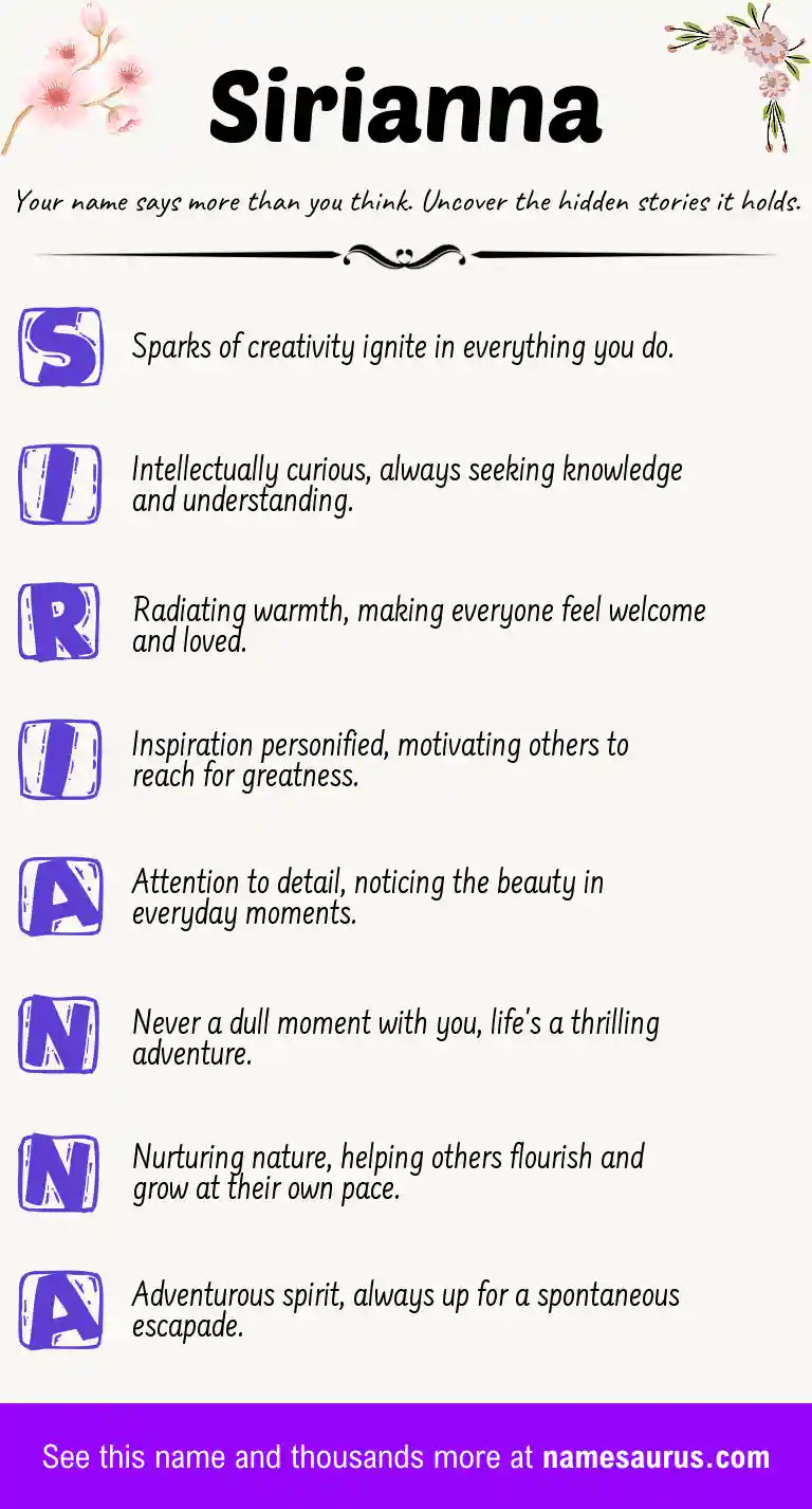 Acrostic poem about Sirianna.