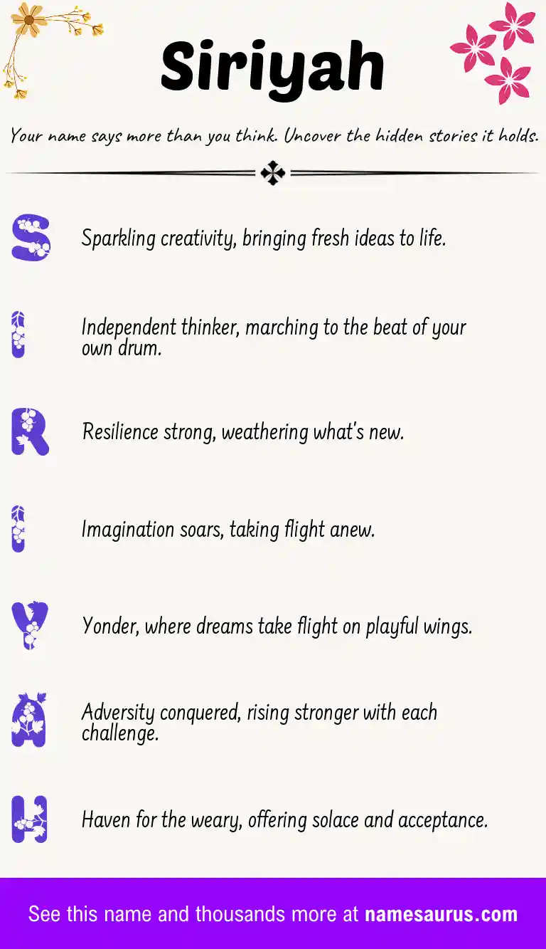 Acrostic poem about Siriyah.