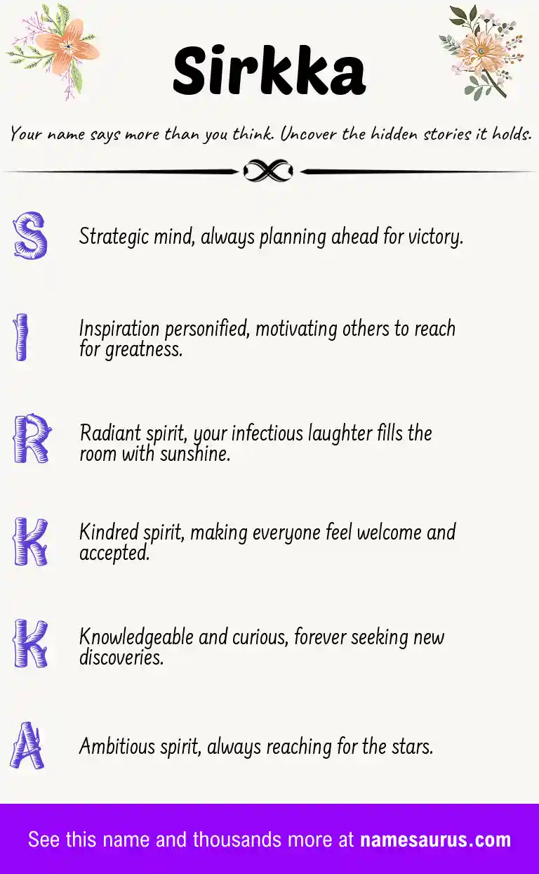 Acrostic poem about Sirkka.