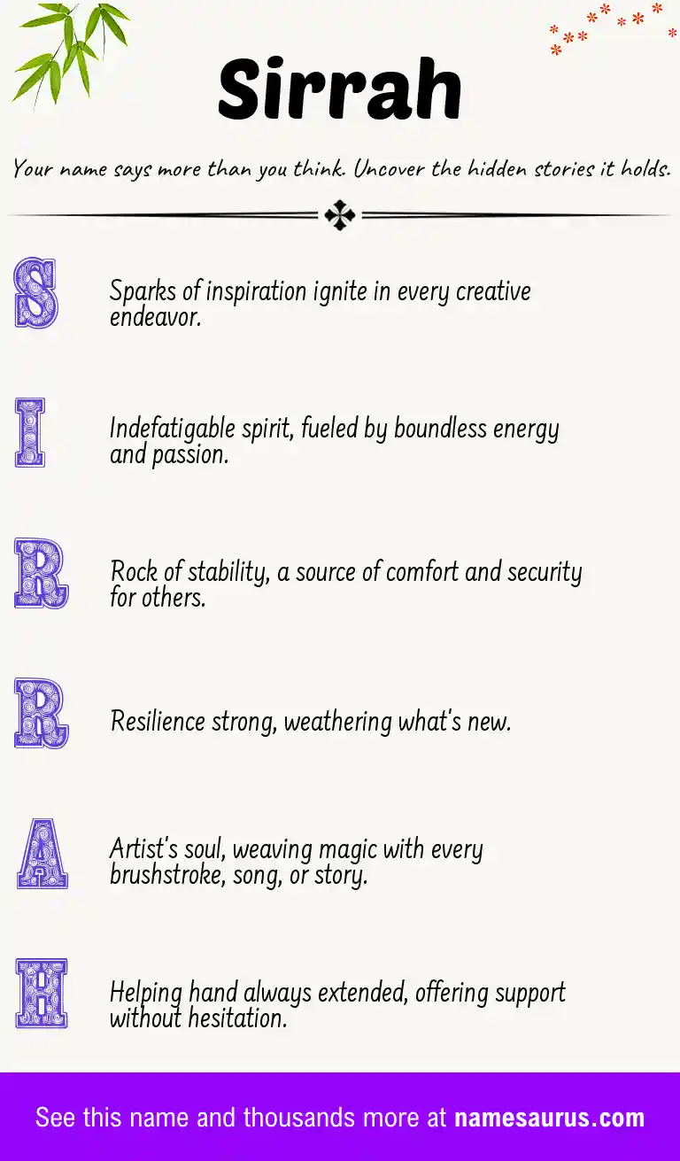 Acrostic poem about Sirrah.