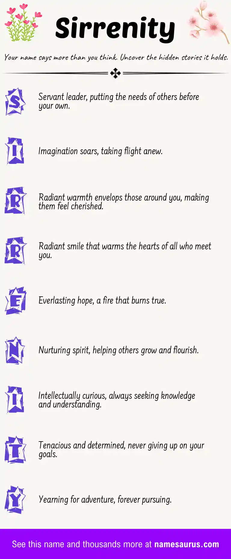 Acrostic poem about Sirrenity.