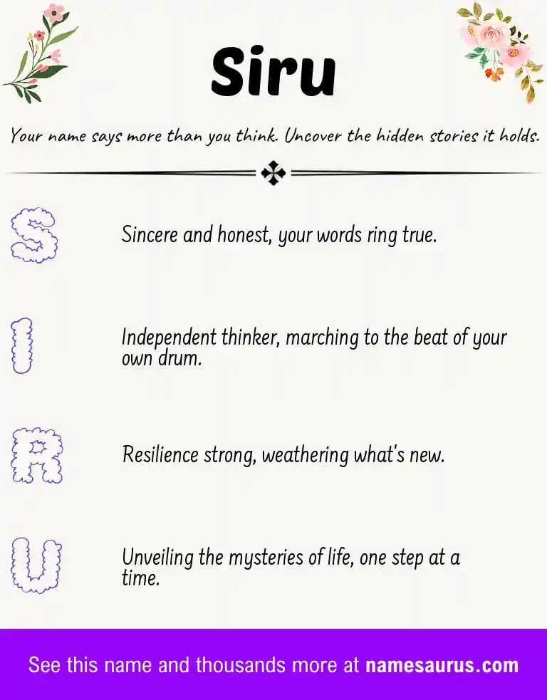 Acrostic poem about Siru.