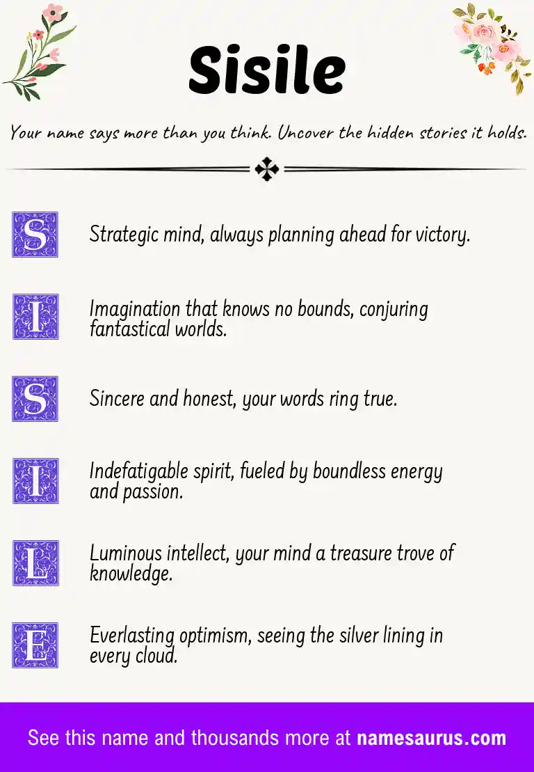 Acrostic poem about Sisile.