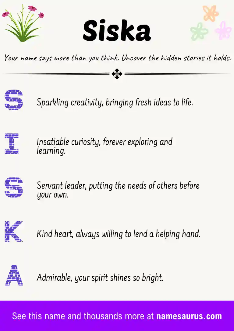 Acrostic poem about Siska.