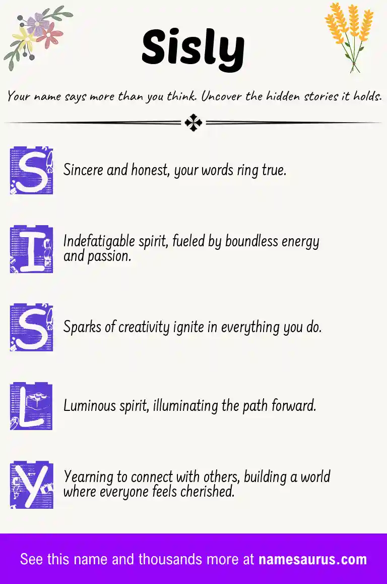 Acrostic poem about Sisly.