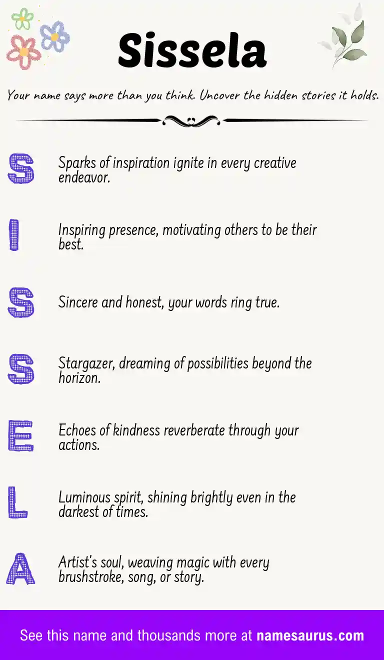 Acrostic poem about Sissela.