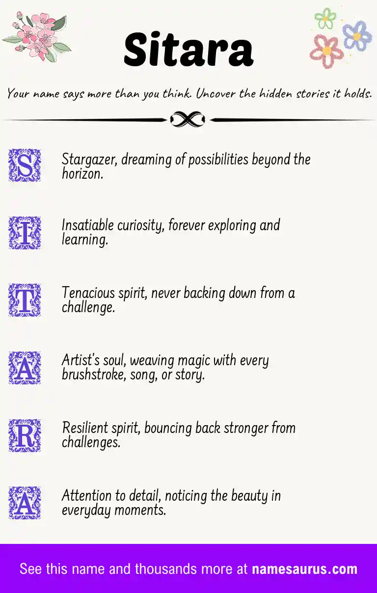 Acrostic poem about Sitara.