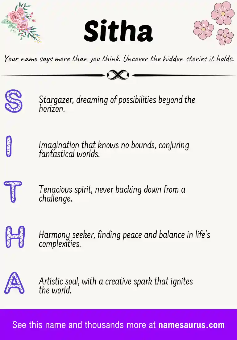 Acrostic poem about Sitha.