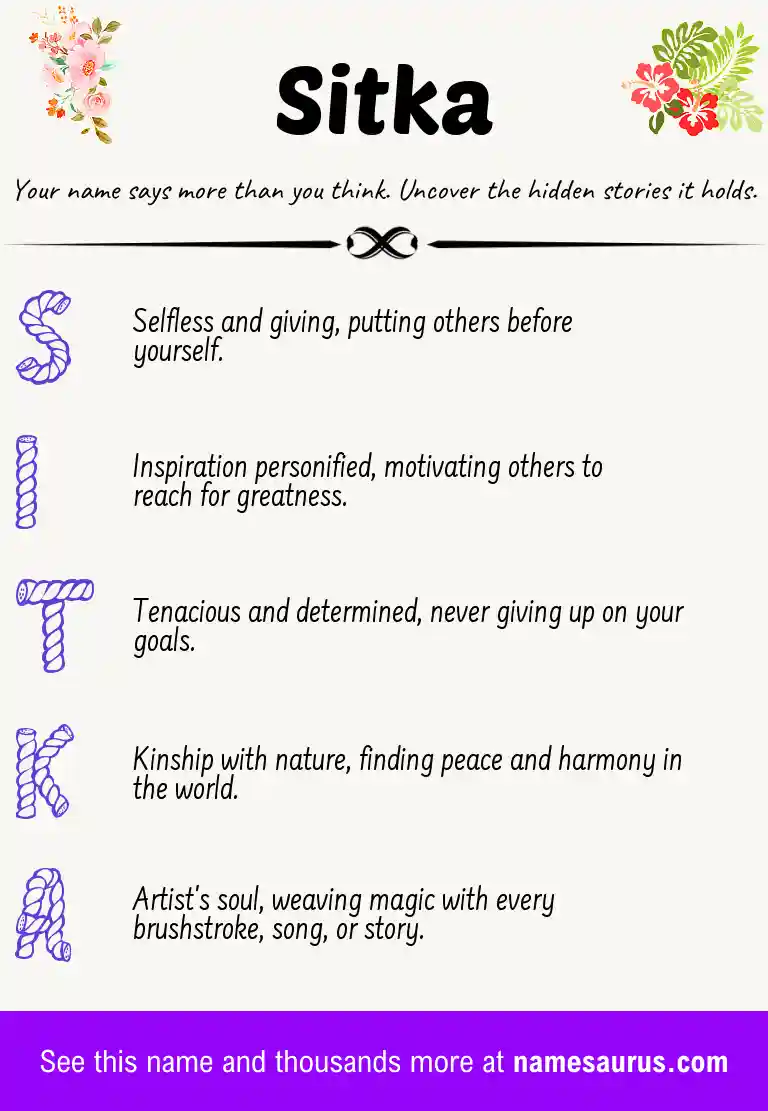Acrostic poem about Sitka.