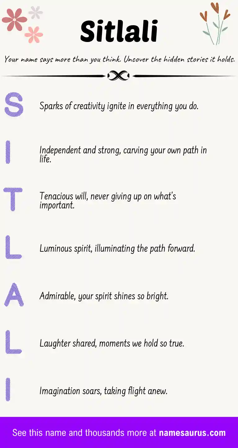 Acrostic poem about Sitlali.