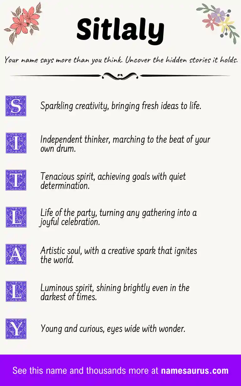 Acrostic poem about Sitlaly.