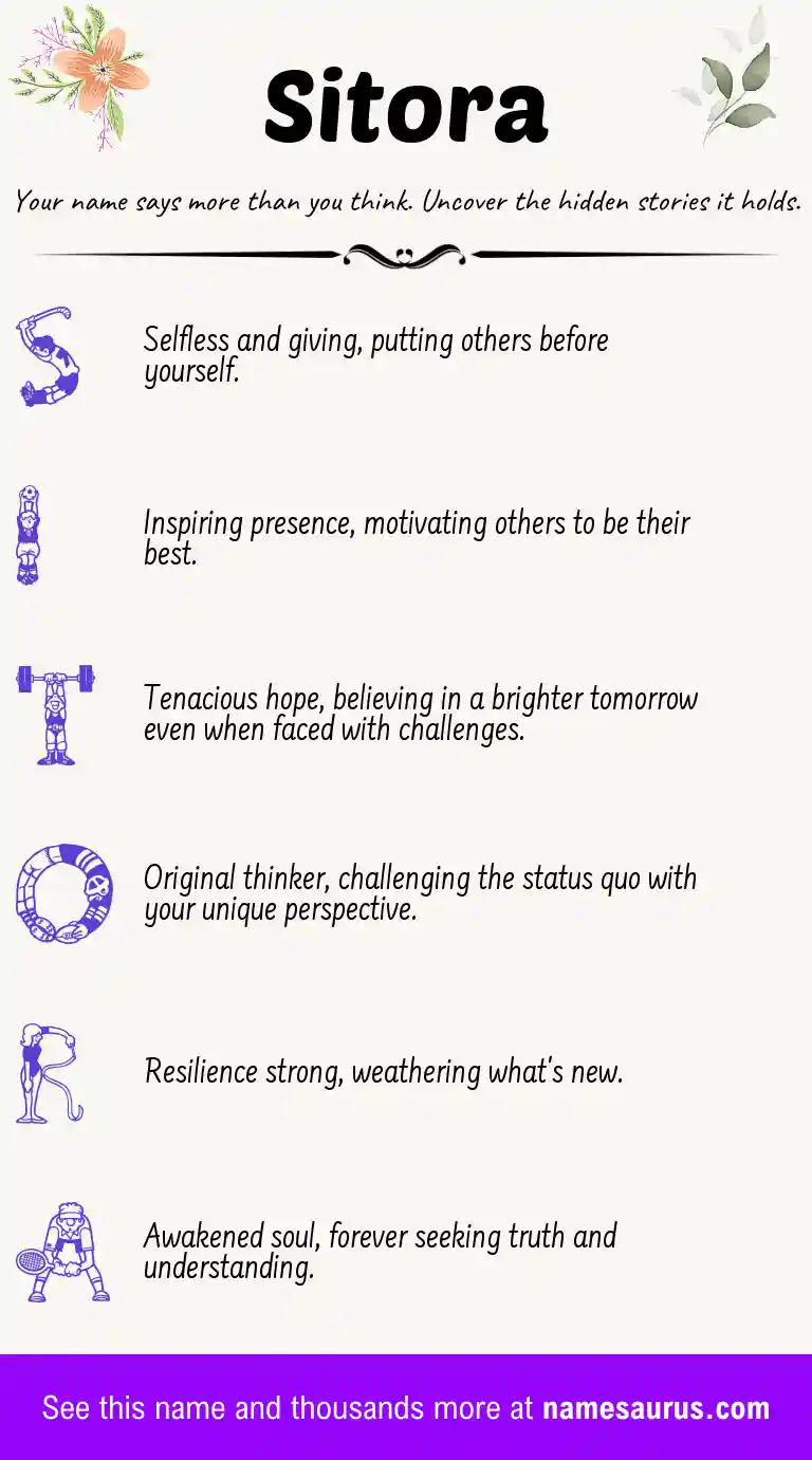 Acrostic poem about Sitora.