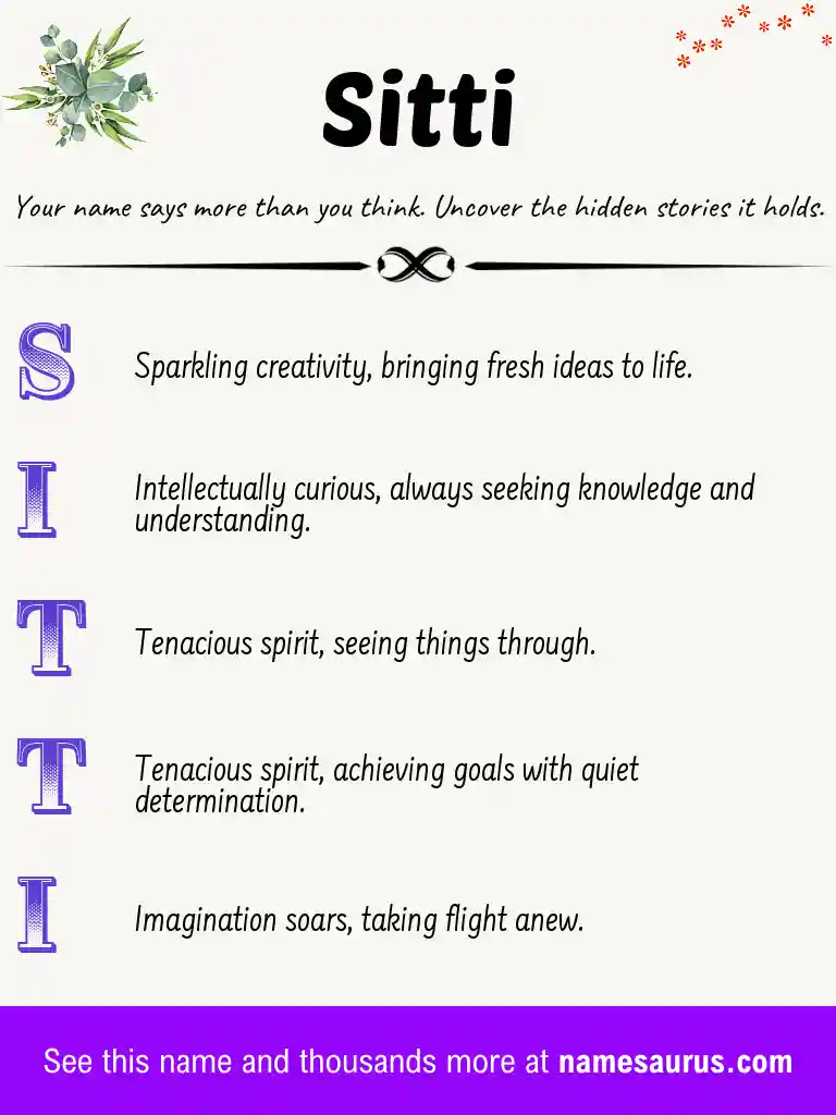 Acrostic poem about Sitti.