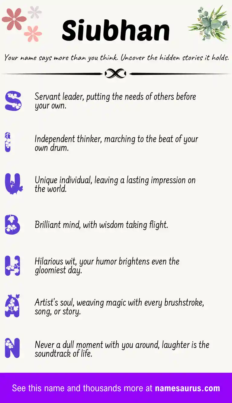Acrostic poem about Siubhan.