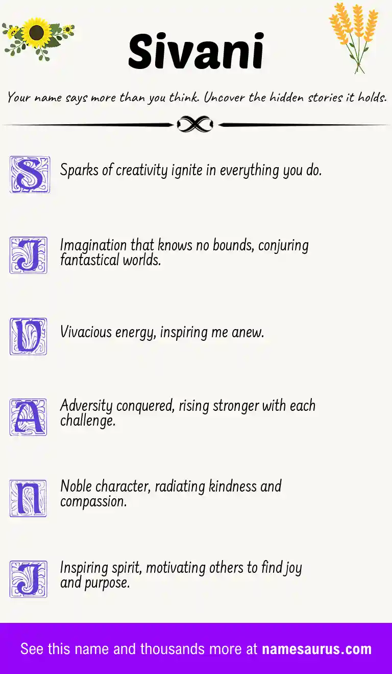 Acrostic poem about Sivani.