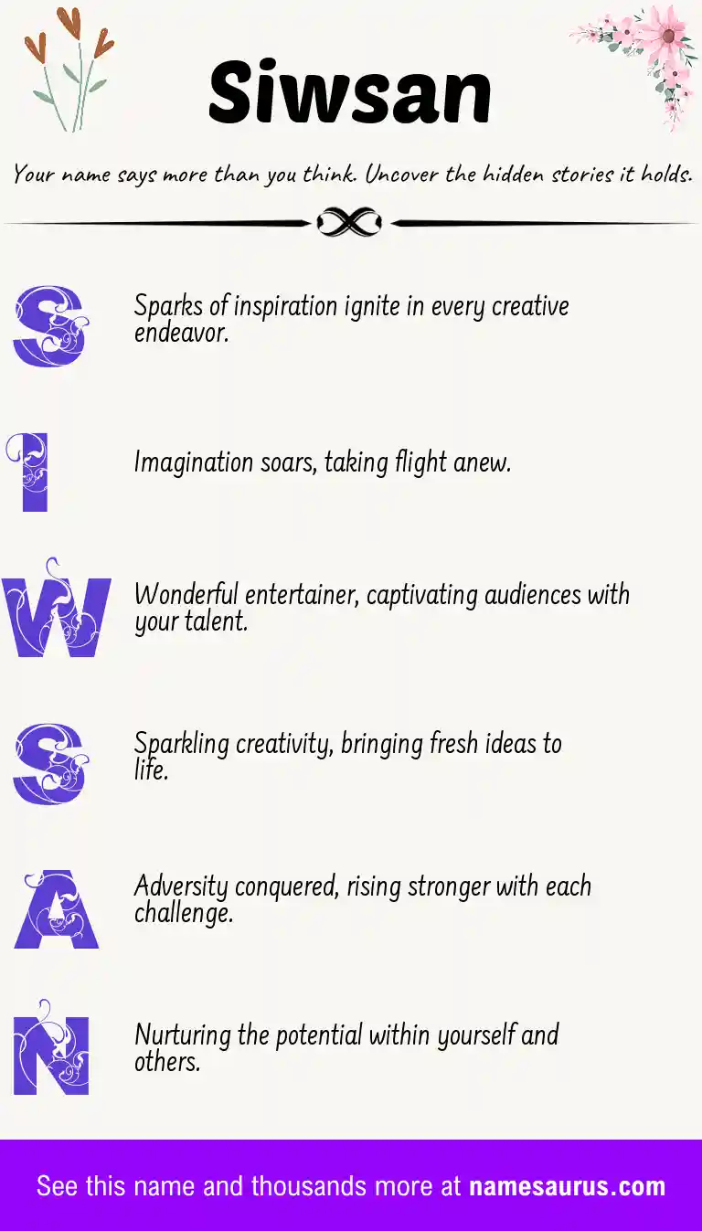 Acrostic poem about Siwsan.