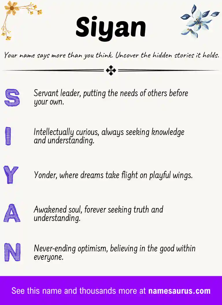 Acrostic poem about Siyan.