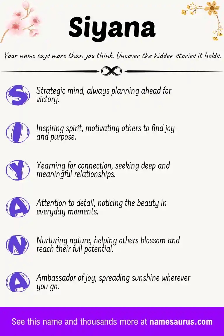 Acrostic poem about Siyana.