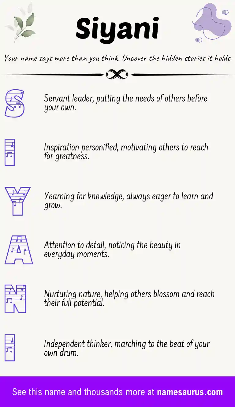 Acrostic poem about Siyani.