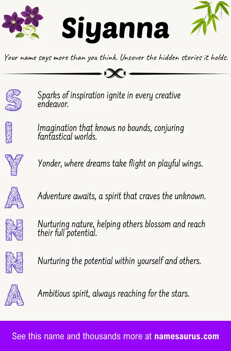 Acrostic poem about Siyanna.