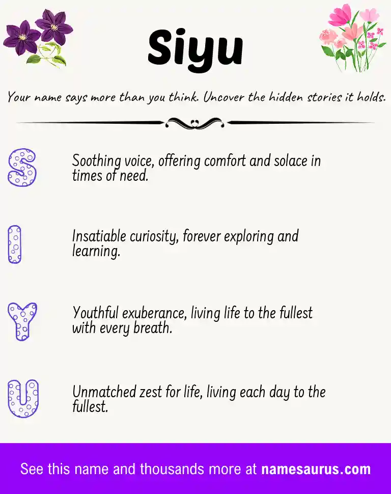 Acrostic poem about Siyu.