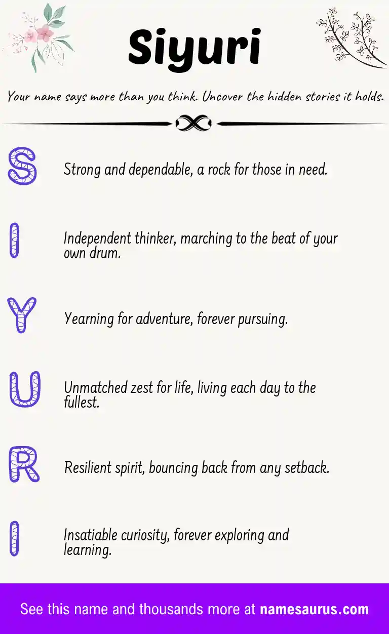 Acrostic poem about Siyuri.