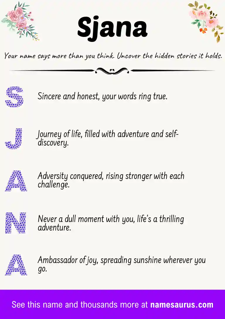 Acrostic poem about Sjana.