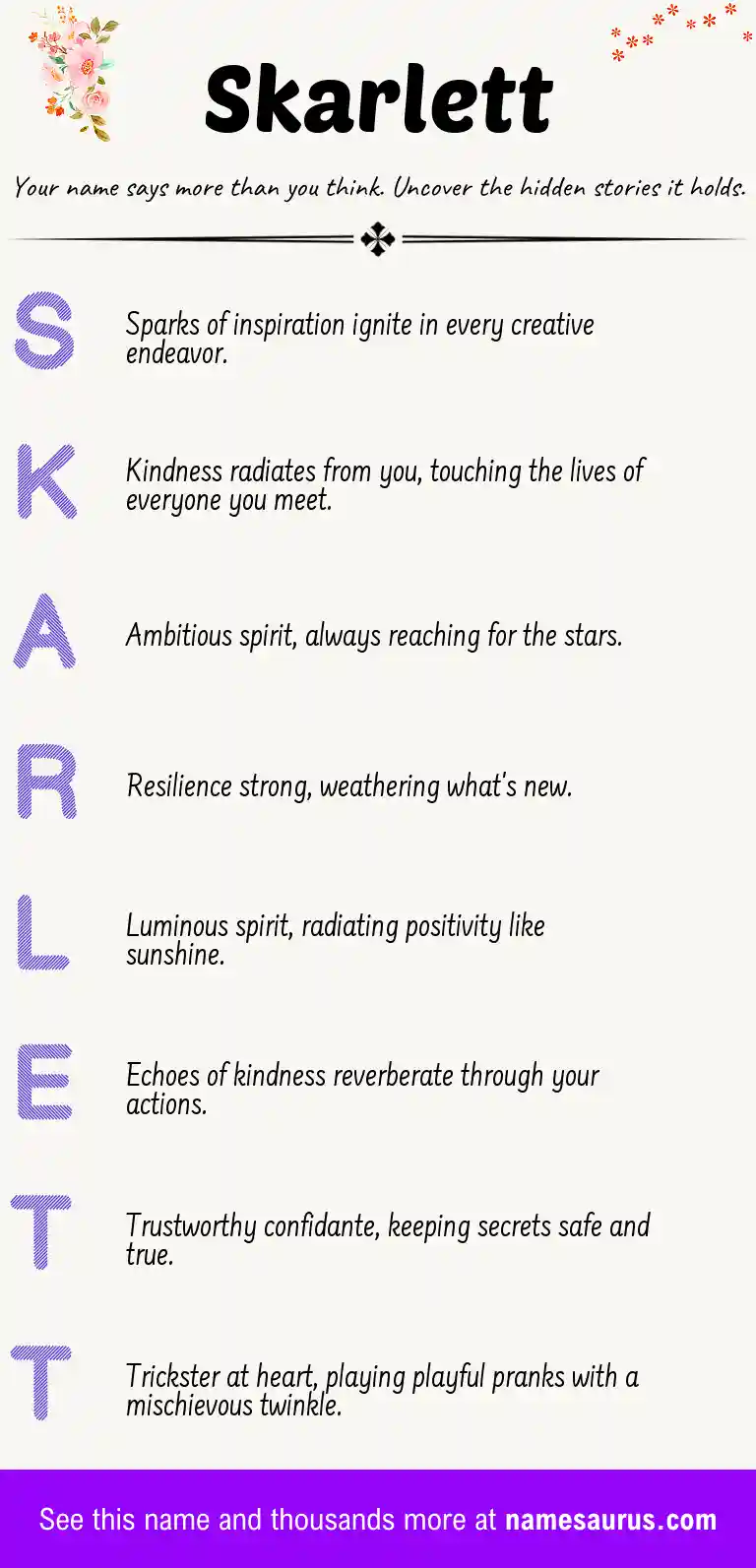 Acrostic poem about Skarlett.