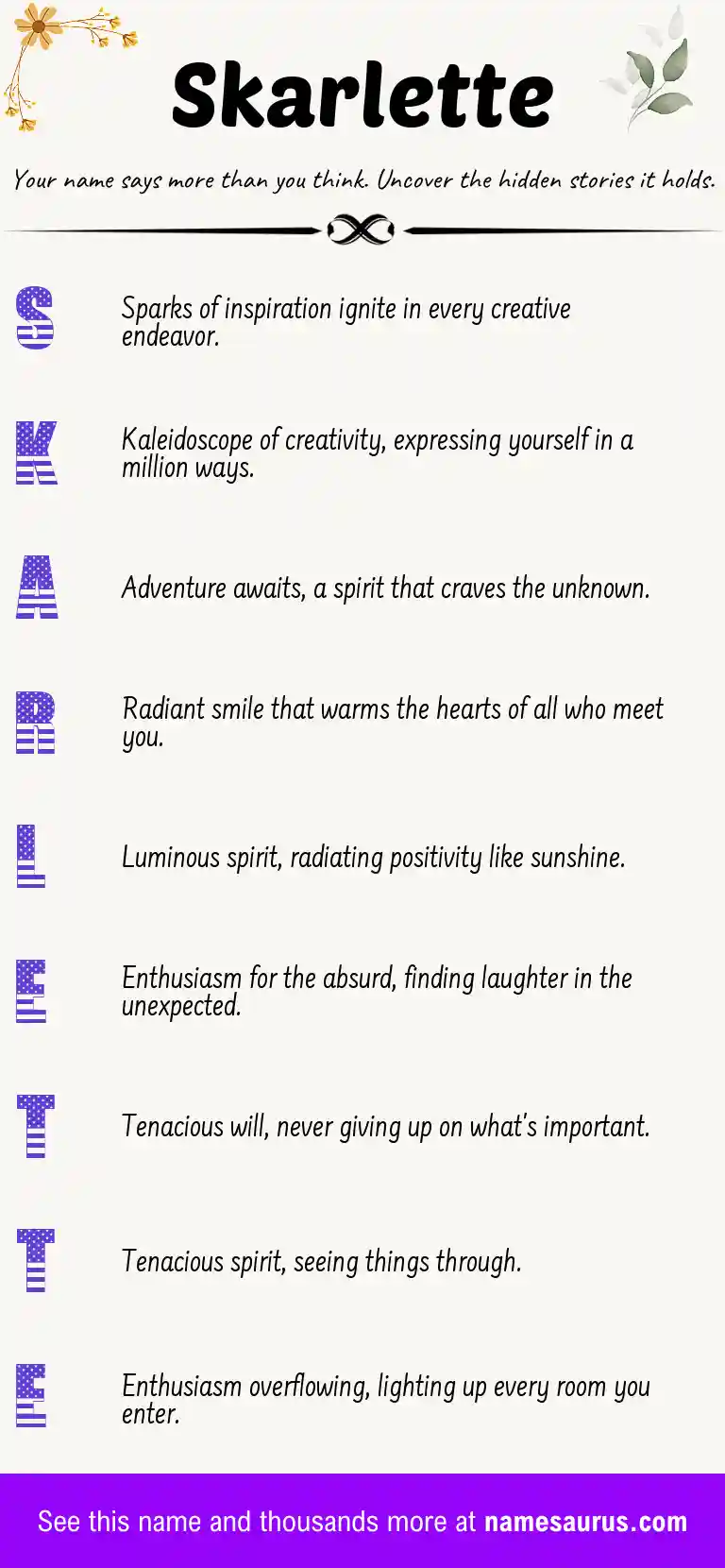 Acrostic poem about Skarlette.