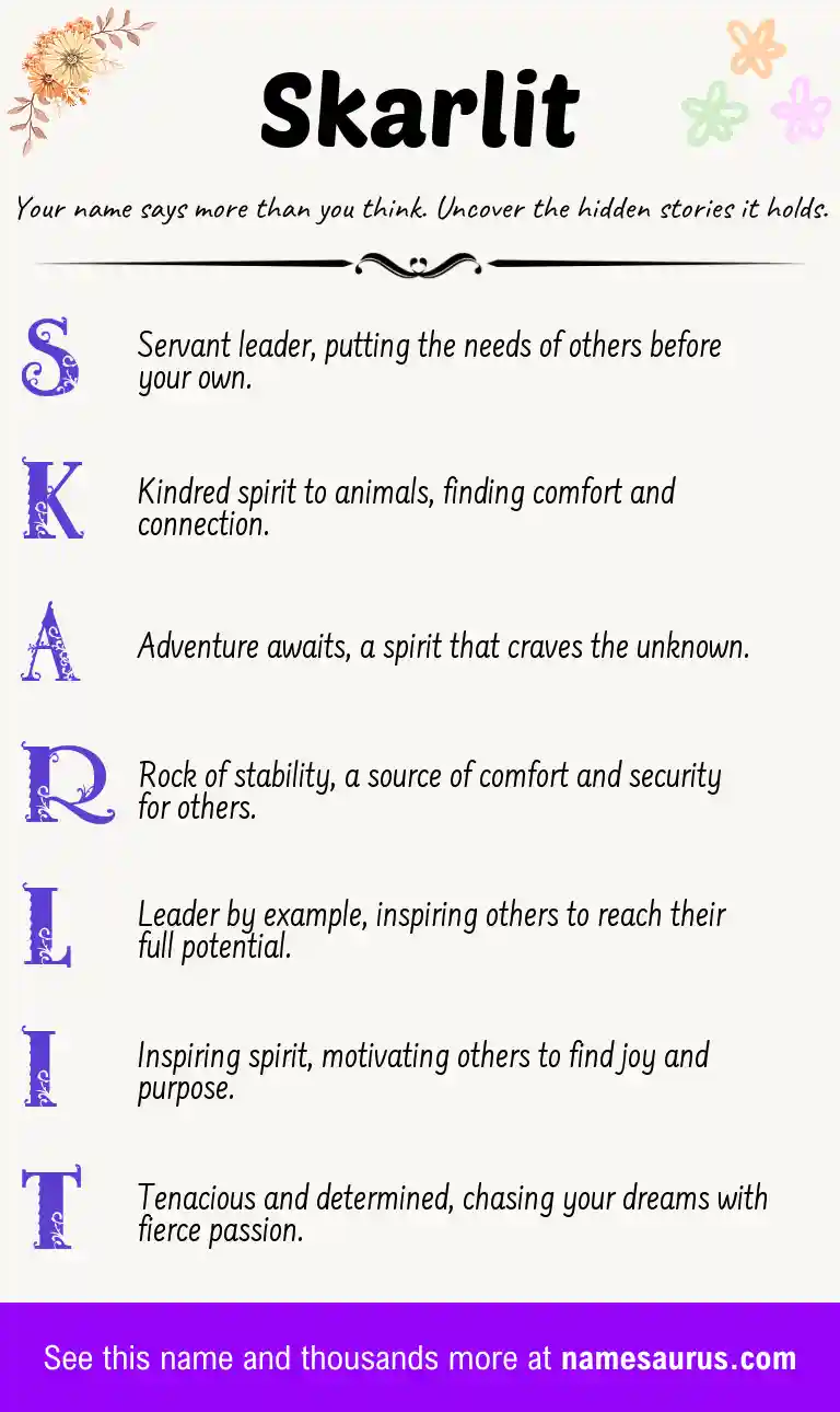 Acrostic poem about Skarlit.