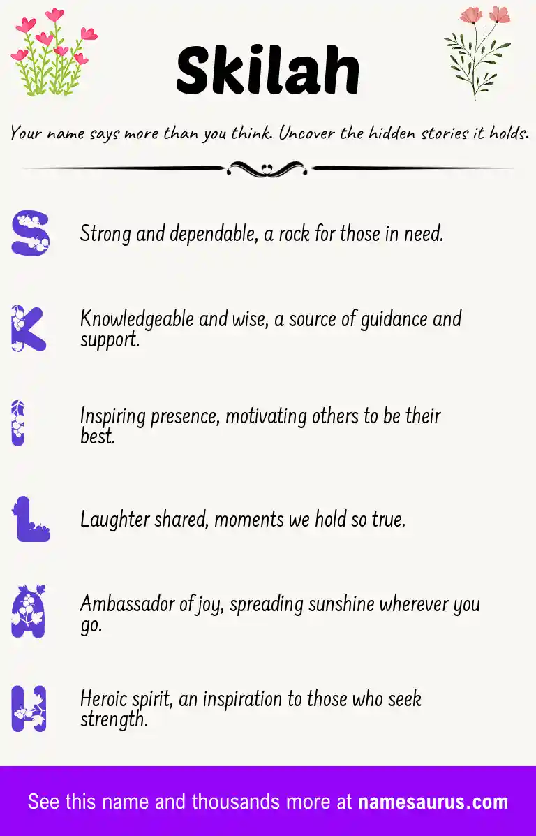 Acrostic poem about Skilah.