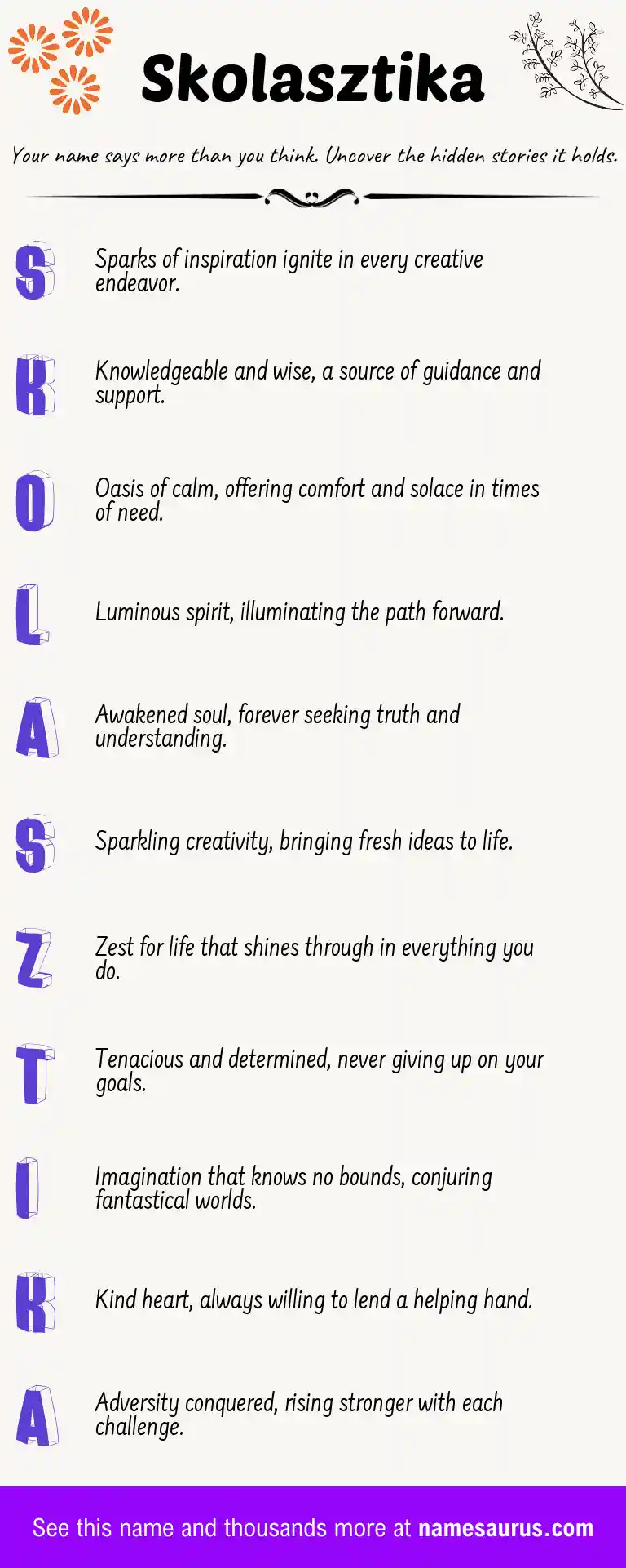 Acrostic poem about Skolasztika.