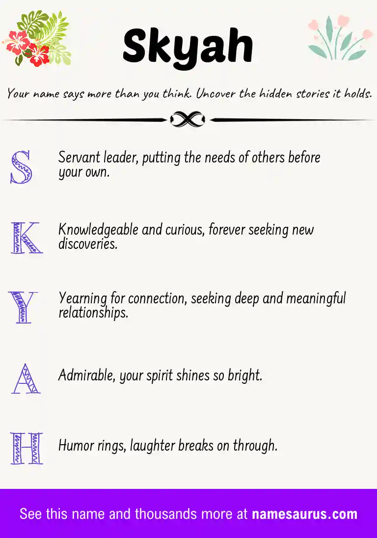 Acrostic poem about Skyah.