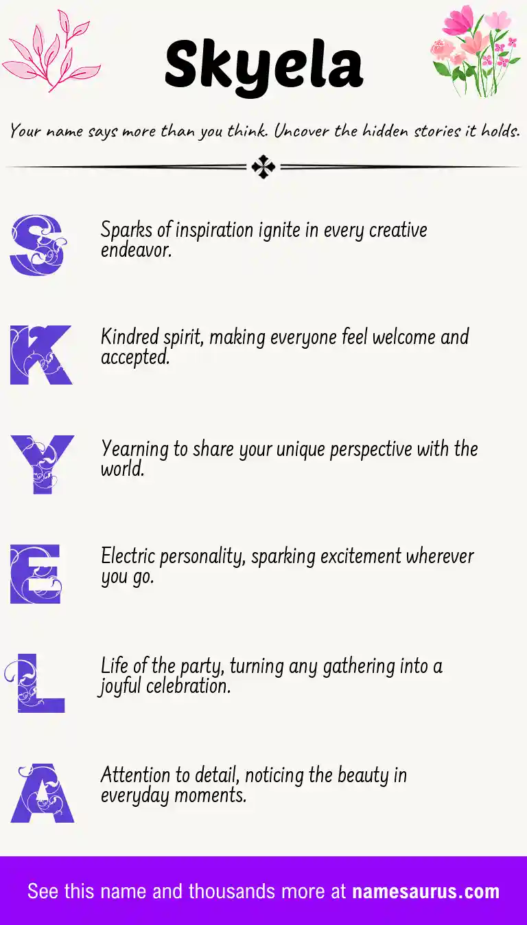 Acrostic poem about Skyela.
