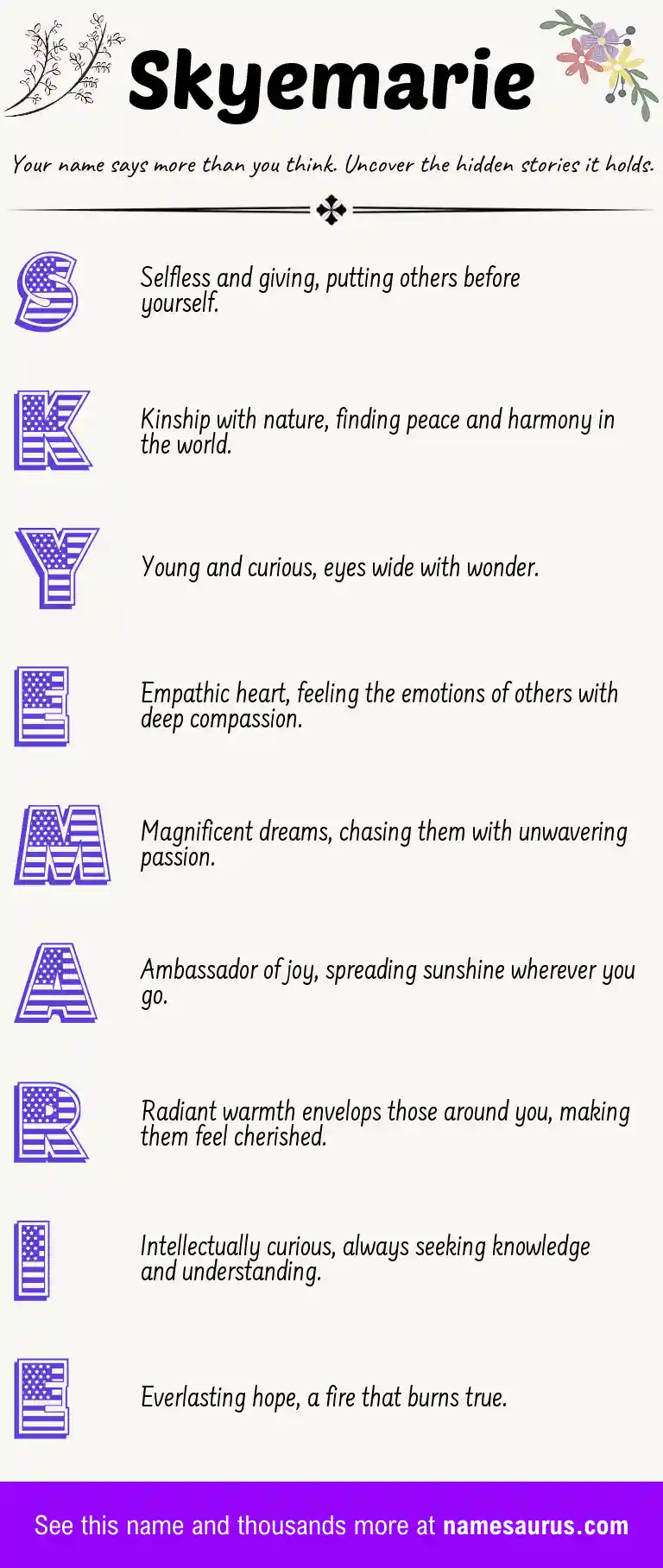 Acrostic poem about Skyemarie.