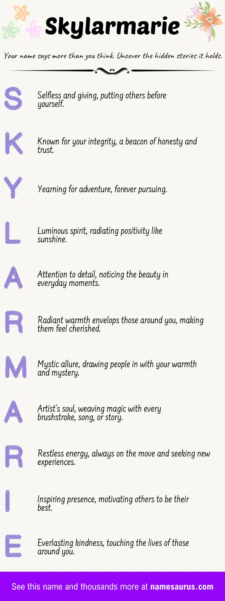 Acrostic poem about Skylarmarie.