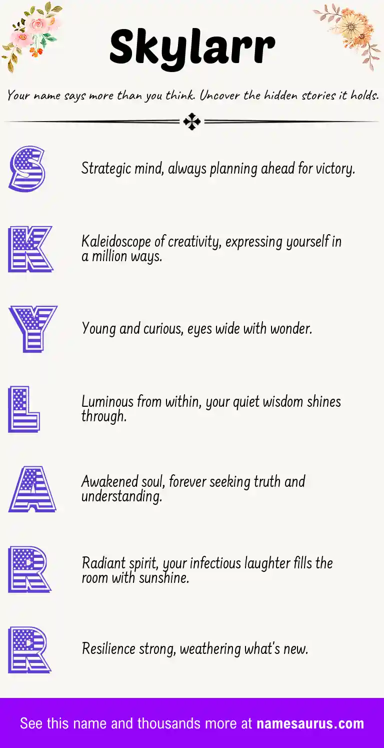 Acrostic poem about Skylarr.